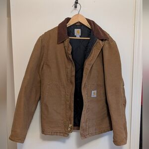 Carhartt Men's Tan Field Jacket with Brown Collar